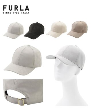 MOONBAT FURLA(フルラ)横刺繍スエード キャップ UVカット ブラック