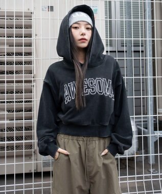 WEGO ロゴショートプルパーカー スミクロ