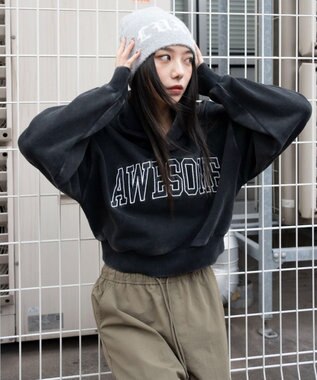 WEGO ロゴショートプルパーカー スミクロ