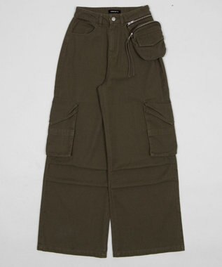 WEGO ポーチ付きウォッシュドカーゴパンツ カーキ