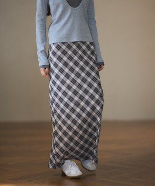 CRAFT STANDARD BOUTIQUE バイアスＩラインスカート Check Black