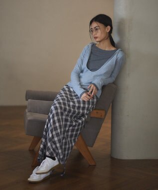 CRAFT STANDARD BOUTIQUE バイアスＩラインスカート Check Black