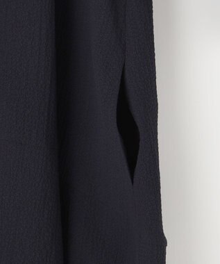 組曲 【WEB限定】クレープストレッチ シャツワンピース ネイビー系