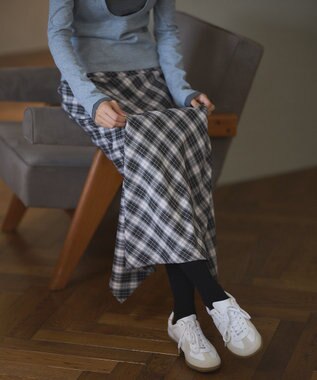 CRAFT STANDARD BOUTIQUE バイアスＩラインスカート Check Black