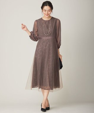 ANY SIS 【Lily calin】シアーレースクラシック ドレス モカ