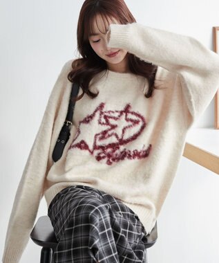 WEGO 【ユニセックス着用ITEM/MLサイズ展開】シャギーグラフィックプルオーバー ホワイト