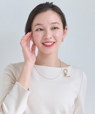 Phoebe <オンワード限定セット>シンプルパールチェーンネックレス×フォーマルパールビジューサークルブローチ ゴールド