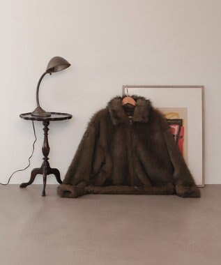 WEGO フェイクファーZIPブルゾン ブラウン