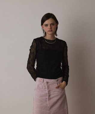 GRACE CONTINENTAL シアーレースカットトップ ブラック