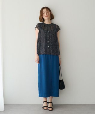 YECCA VECCA シアードット柄ブラウス Black