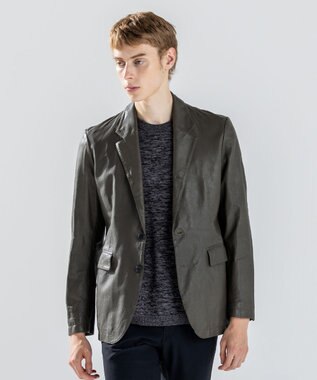 JOSEPH HOMME 新素材【シャツ感覚で羽織れる軽さ】シュリンクエアレザー　ジャケット ダークグリーン系