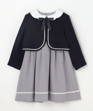 ANY KIDS 【2点セット】ノーカラー ボレロジャケット+襟付き ワンピース グレー