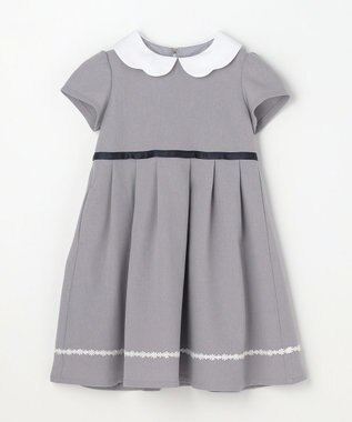 ANY KIDS 【2点セット】ノーカラー ボレロジャケット+襟付き ワンピース グレー