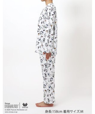 WACOAL ワコール_リラックス＆スリープ パジャマ 長袖 長ズボン 綿100%(本体) PEANUTS スヌーピー レディース FDX553 /ワコール ホワイト