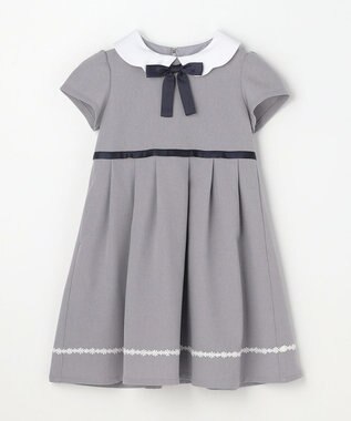 ANY KIDS 【2点セット】ノーカラー ボレロジャケット+襟付き ワンピース グレー