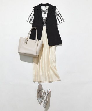 ANY SIS 【UVカット・接触冷感・撥水・汗ジミ防止】プレーティングジャージー タックスリーブ カットソー 白黒ボーダー