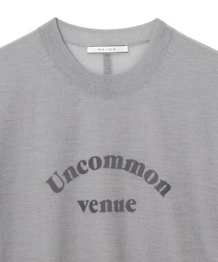 BEIGE， 【洗える・GLOW 10月号掲載】CADDO / シアーウールメッセージロゴＴニット Md.Gray