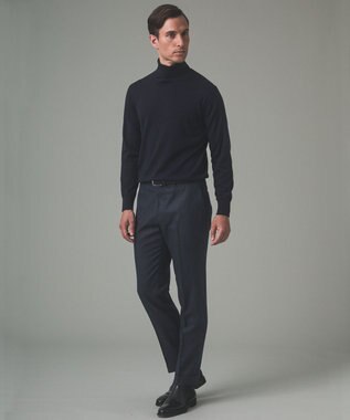 GOTAIRIKU 【保温性/ストレッチ/シワになりにくい】サキソニーストレッチパンツ（ノータック） ネイビー系