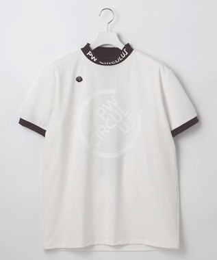 PW CIRCULUS 【MEN】【ストレッチ / UVケア】バックメッシュロゴ モックネック シャツ ホワイト