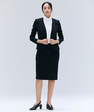 BEIGE， 【洗える・VERY NaVY 11月号掲載】CINDY / ダブルカラージャケット Black x Black