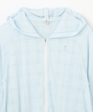 組曲 KIDS 【150-160㎝】【UVケア】オパールチェック パーカー サックスブルー系