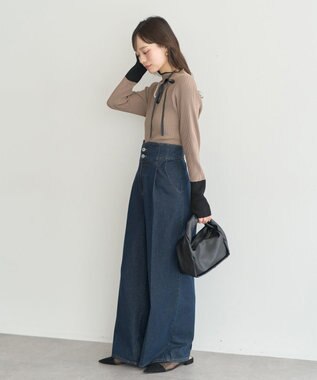 earth music&ecology ハイネックリブニットプルオーバー Mocha