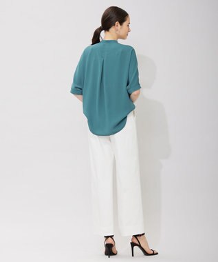 ICB 【洗える】T/Cストレッチサテン ワイドパンツ オフホワイト系