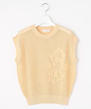 Feroux 【洗える】透かし編みニットトップス アイボリー系