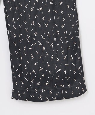 自由区 【WEB限定・ウエストゴム・長さ調整可・洗える・XSサイズあり】ビンテージサテンプリント柄 ワイドパンツ ブラック系5