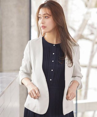 Tiaclasse 【吸水速乾・接触冷感・UVケア・防シワ・洗える】カチオンカラーレスジャケット グレージュ