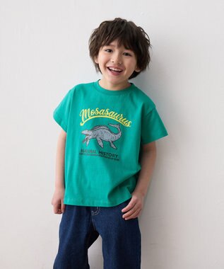 ANY KIDS 恐竜プリント 半袖 Tシャツ グリーン（モササウルス）