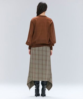 BEIGE， 【洗える】CADDO / シアーウールクルーネックトップス Brown