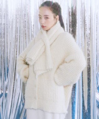 earth music&ecology カラーミックスシャギーカーディガン