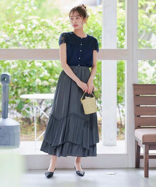 Tiaclasse 【小倉優子さん着用・フラット&ヒール2TYPE】ケージデザインシアーパンプス ヒール：ブラック