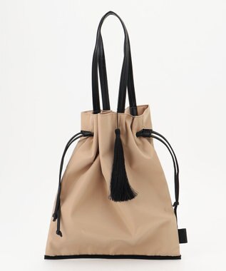 自由区 ナイロン巾着サブトート バッグ サンドベージュ