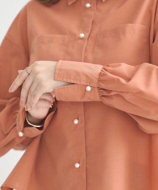 earth music&ecology オーバーフレアシャツ Pink Orange