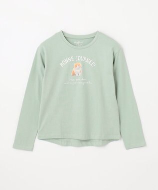 ANY KIDS アートモチーフ 長袖 Tシャツ ミント×ネコ