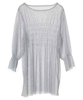 Green Parks チュールシャーリングチュニック Gray