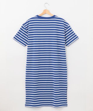 SHARE PARK LADIES 【UVカット】ボーダーロゴ半袖カットワンピース ブルー系1