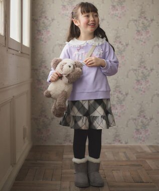 ANY KIDS 裏毛 モシャモシャ ロゴ トレーナー ラベンダー