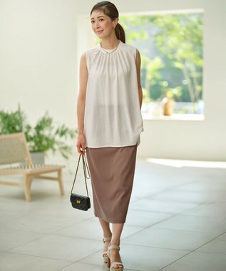 組曲 S 【WEB限定】ストライプジャガード タイトスカート カーキ系