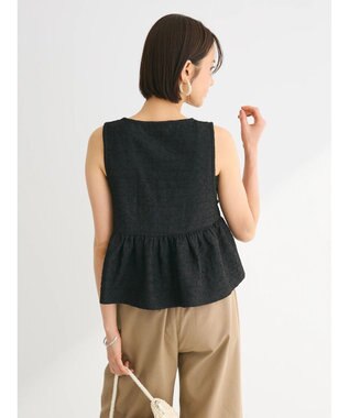 Green Parks ジャガードペプラムＺｉｐベスト Black