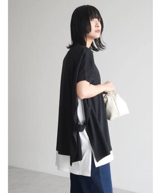 Green Parks ポンチョ風レイヤードチュニック Black