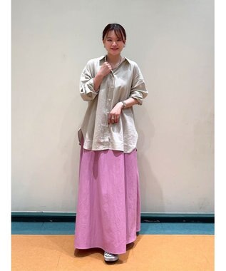 UNFILO 【洗える】撥水ナイロンタフタ ロングスカート ピンク