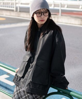 WEGO 【ユニセックス着用ITEM】PUダブルZIPフライトジャケット ブラック