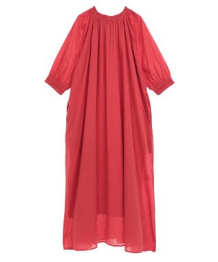 CRAFT STANDARD BOUTIQUE インド綿2WAY綿ボイルギャザーネックワンピース Red