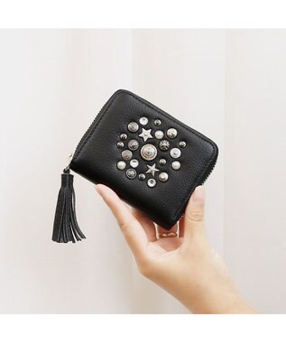 UNBILLION ペルケ perche / マルチスタッズ・ジャバラカードウォレット ライトブラック