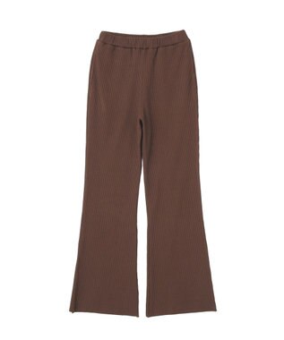 earth music&ecology セルフカットリブフレアパンツ Brown