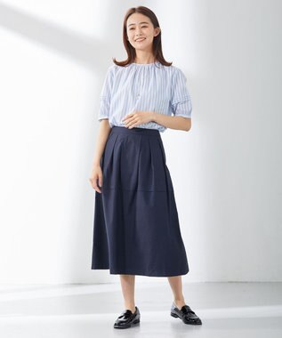 J.PRESS LADIES 【WEB限定カラーあり・洗える】ライトタフタ フレアー スカート ネイビー系