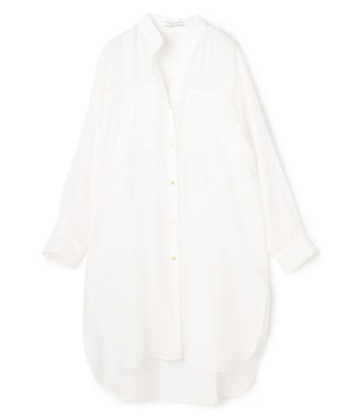 BEIGE， PAULINE / リネンヴィスコースオーバーサイズロングシャツ White